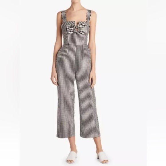 Tanya Taylor Rosalind black and white checkered jumpsuit size 4 - Picture 1 of 10